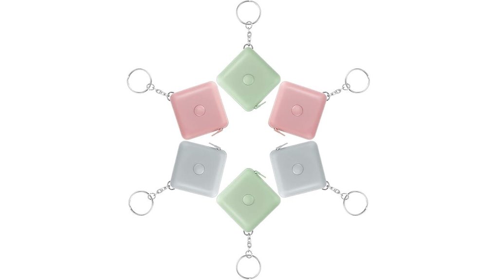 six inch retractable tape keychains