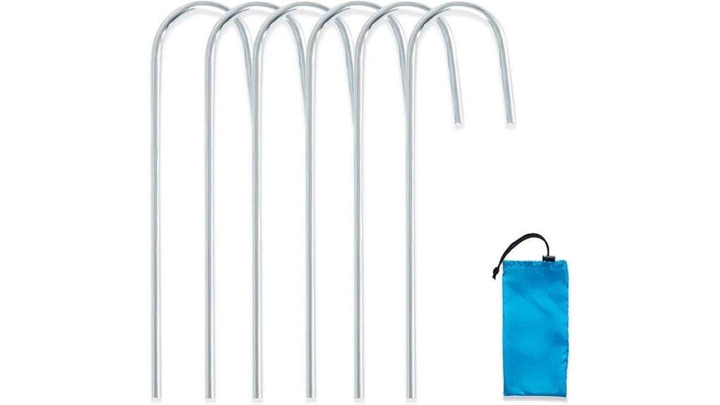 six metal j hook stakes