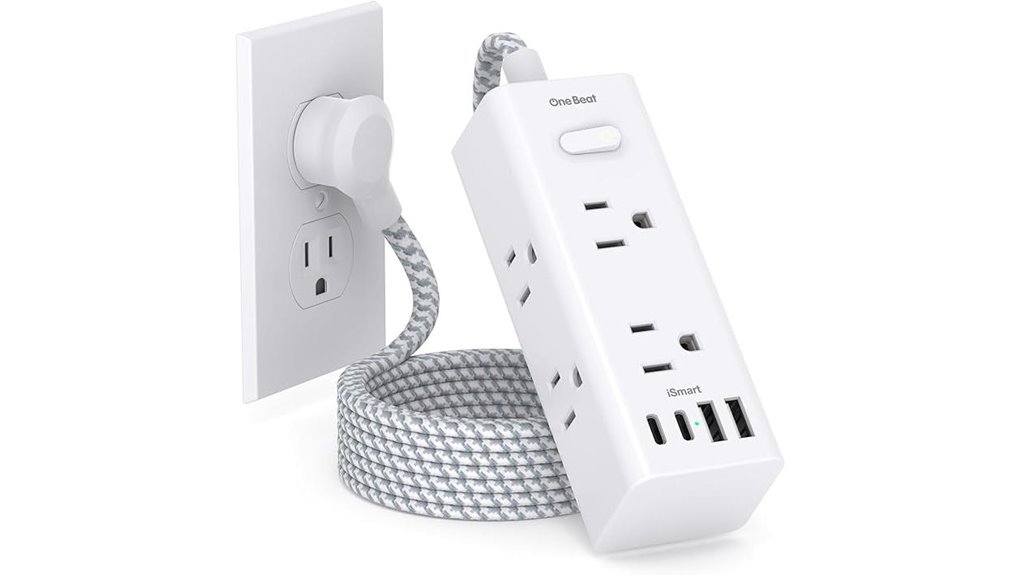 six outlet power strip with usb