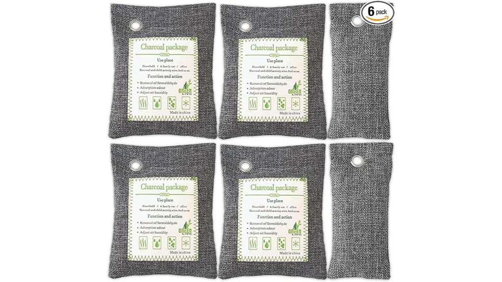 six pack activated charcoal bags