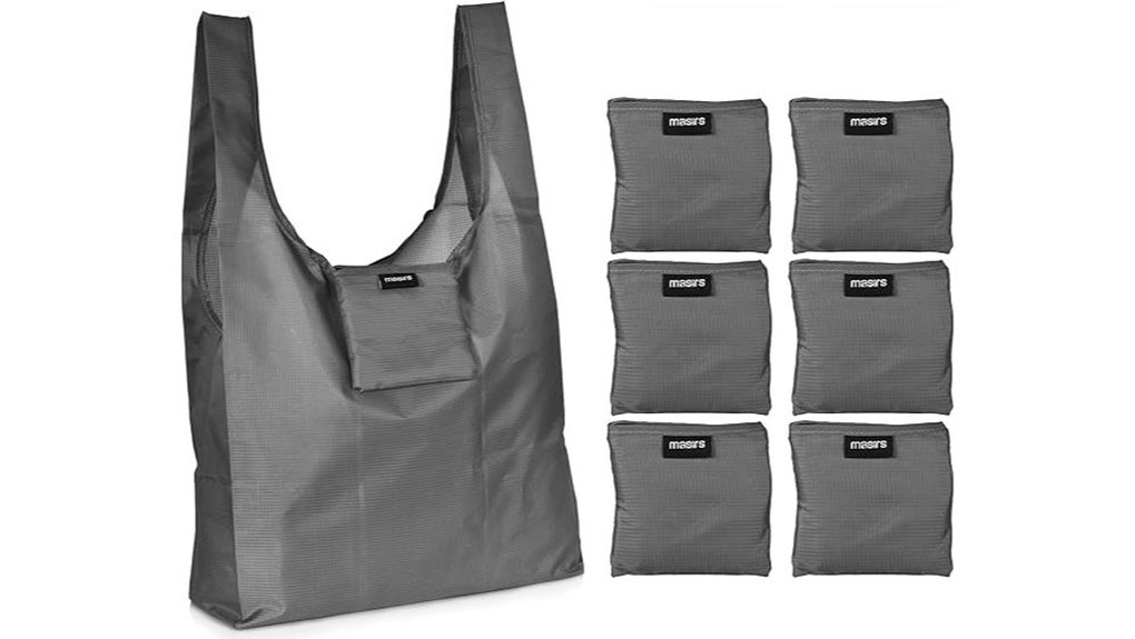 six pack grey foldable grocery bags
