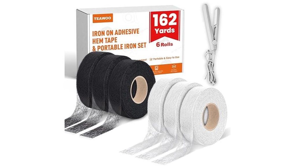 six rolls iron on tape