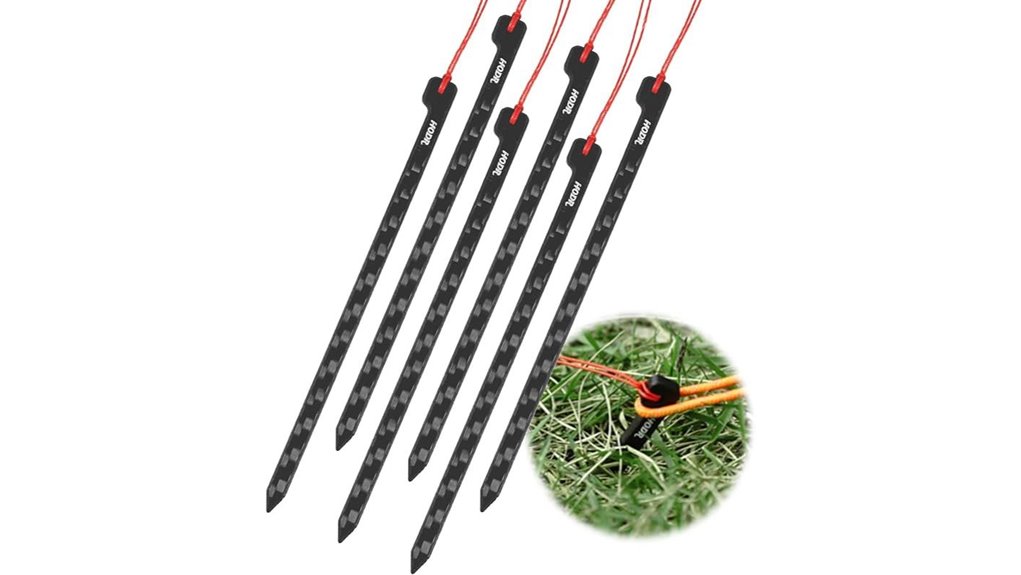 six ultralight carbon fiber stakes