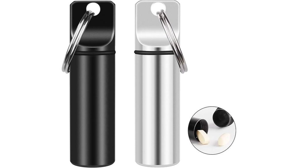 small black white pillbox keychain