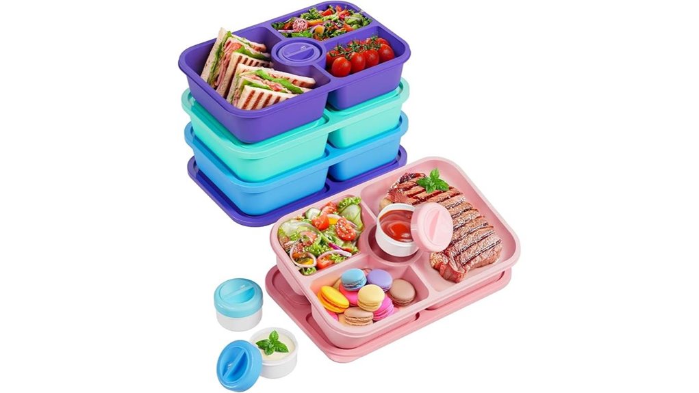 stackable 4 compartment bento boxes