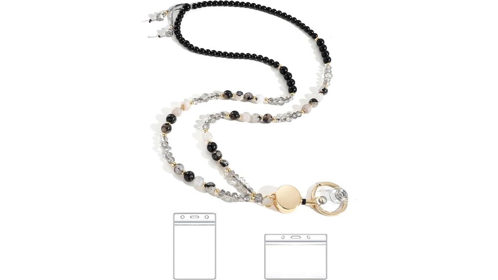 stone beaded teacher id lanyard