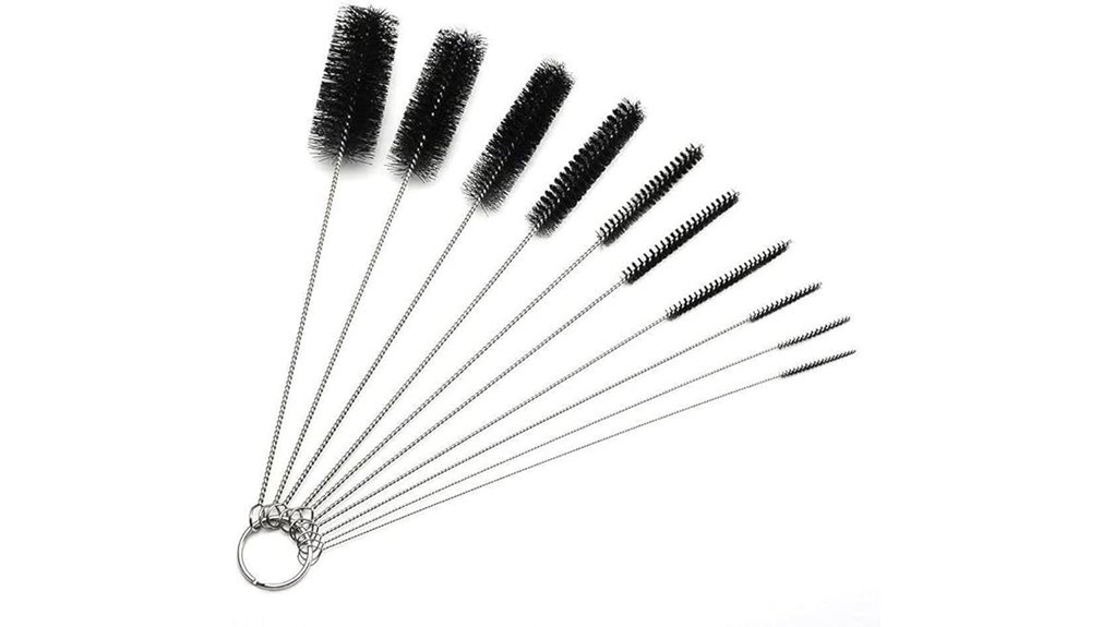 ten nylon long stem brushes
