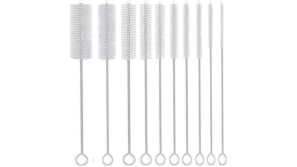 ten nylon long straw brushes