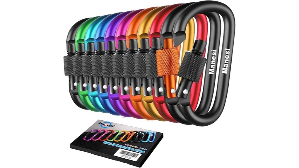 ten pack aluminum locking d ring