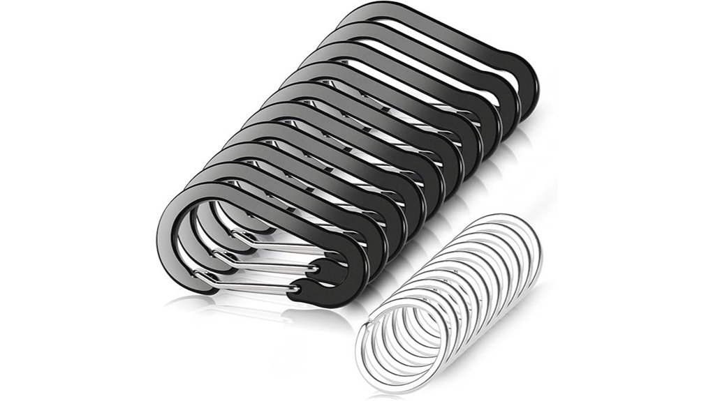 ten pack mini d shaped aluminum carabiners