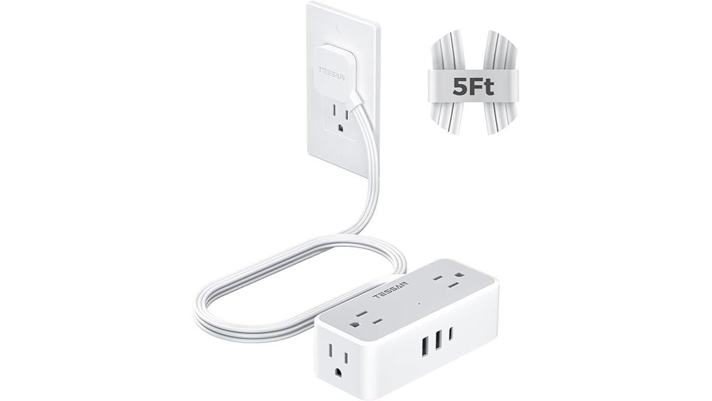 tessan 5ft flat plug power strip