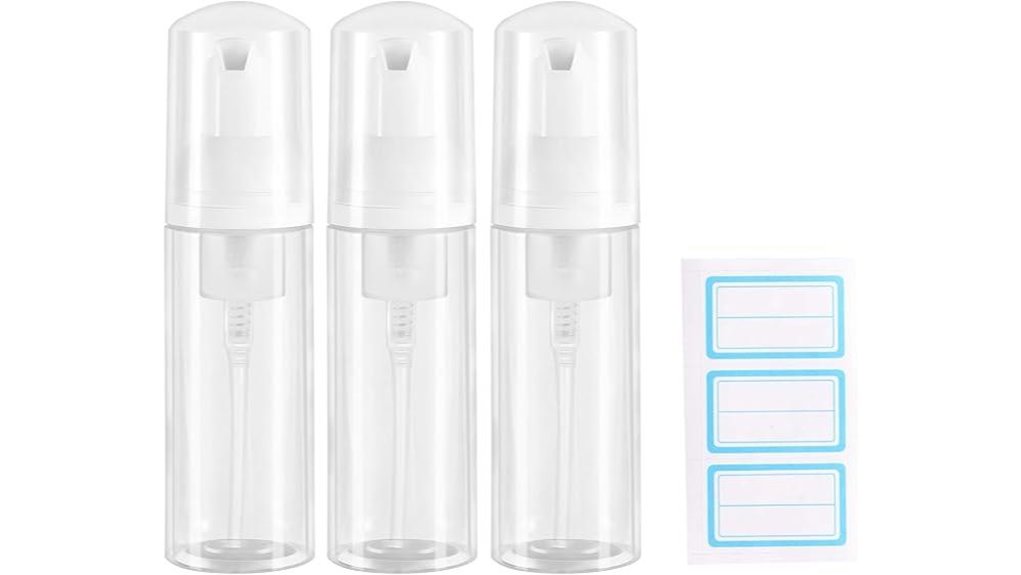 three 2oz foaming pump bottles