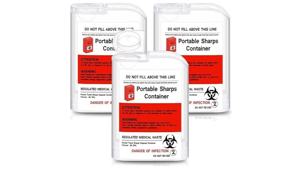 three 80ml portable sharps disposal