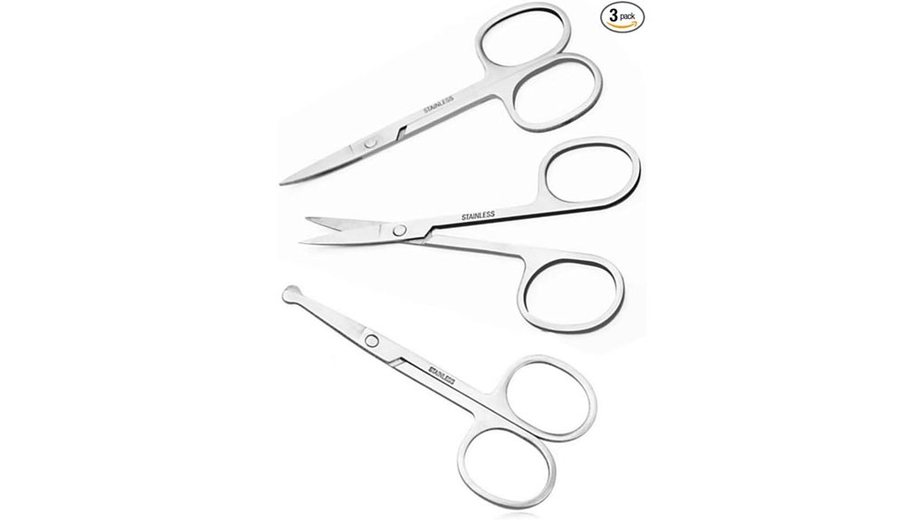 three curved grooming scissors pack