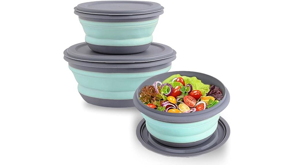 three pack collapsible silicone bowls
