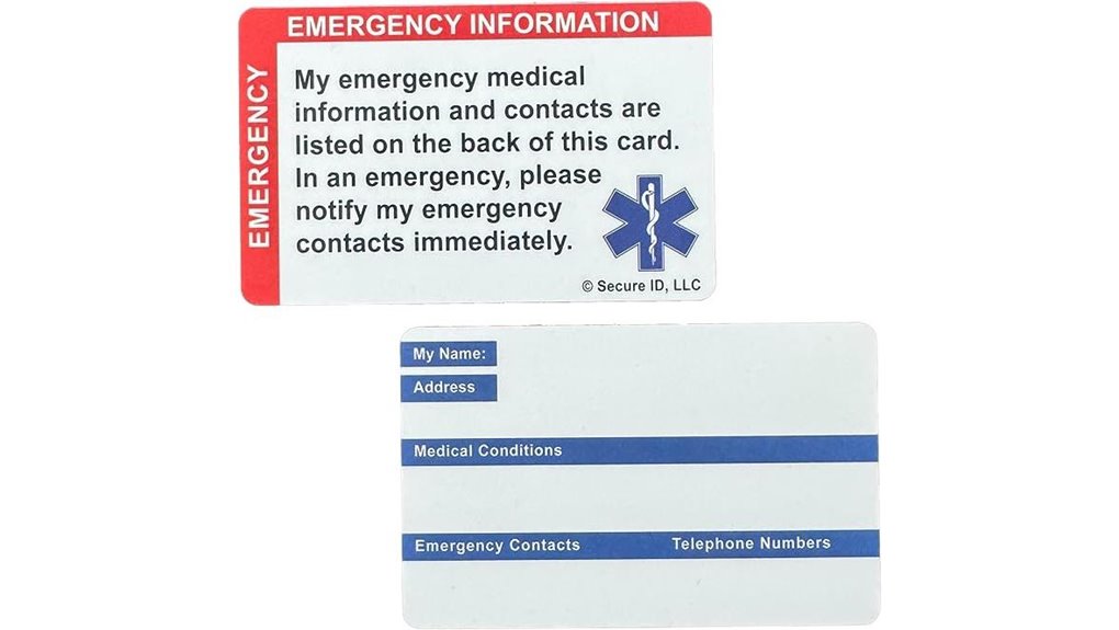 three pack emergency wallet medical id