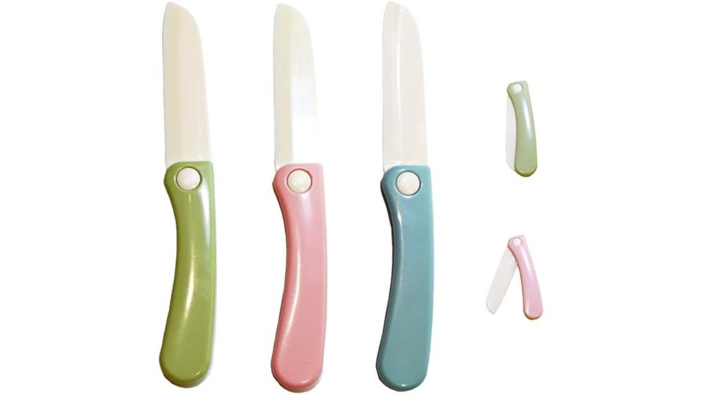 three pack foldable plastic paring knives