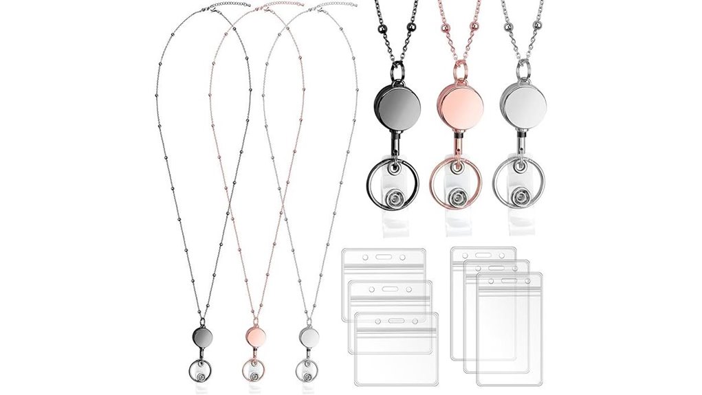 three pack retractable badge lanyards