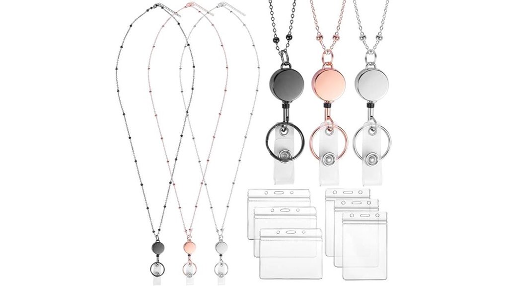 three pack retractable id lanyards