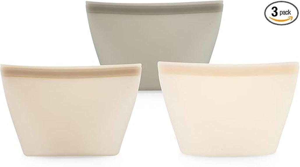 three pack reusable silicone bags