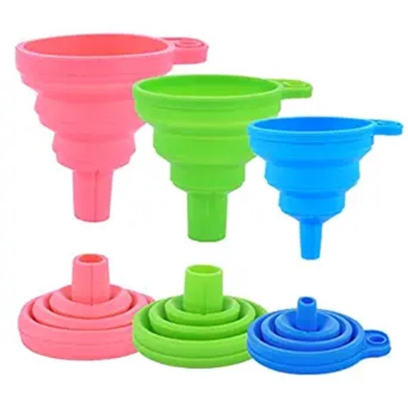 three piece collapsible silicone funnels