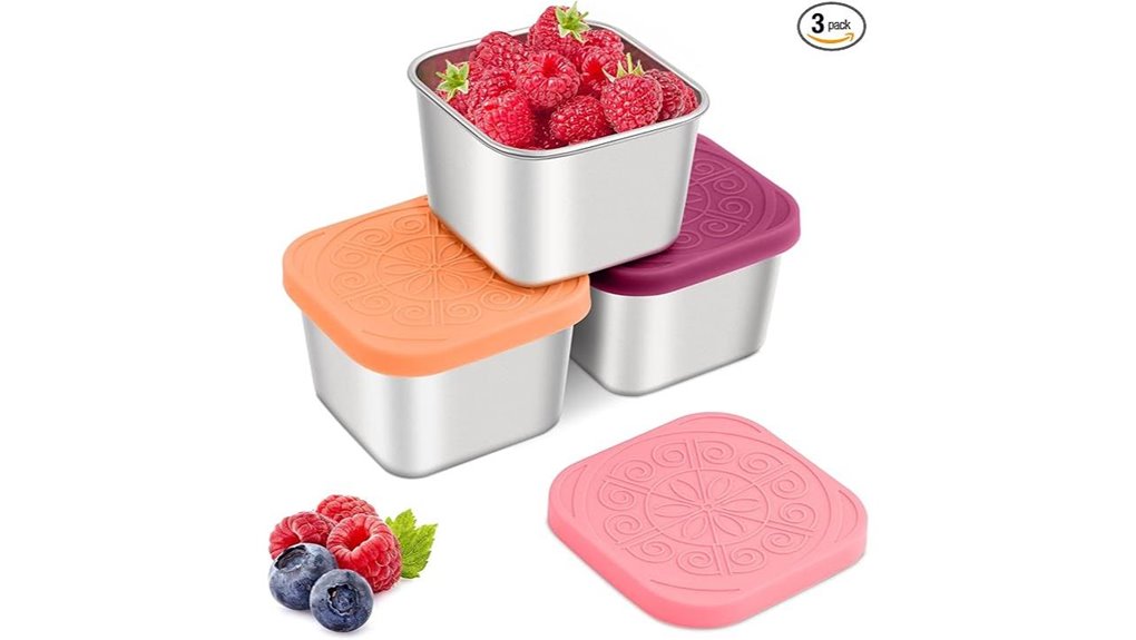 three piece stainless steel snackware