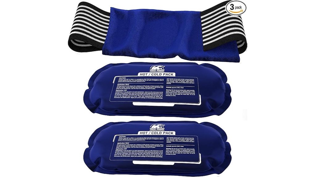 three reusable hot cold packs