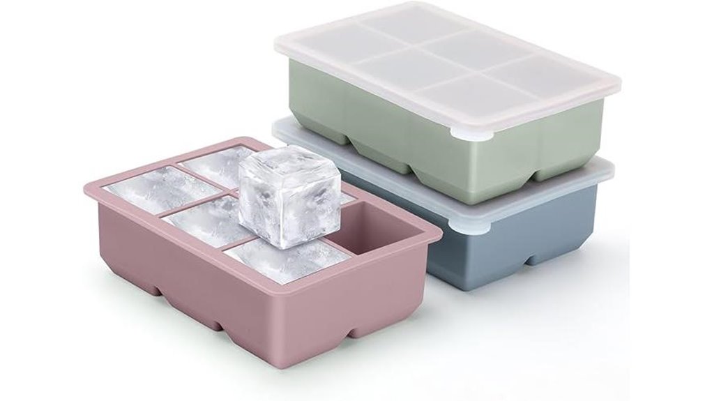 three silicone square trays