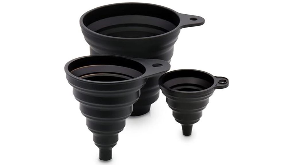 three size collapsible silicone funnels