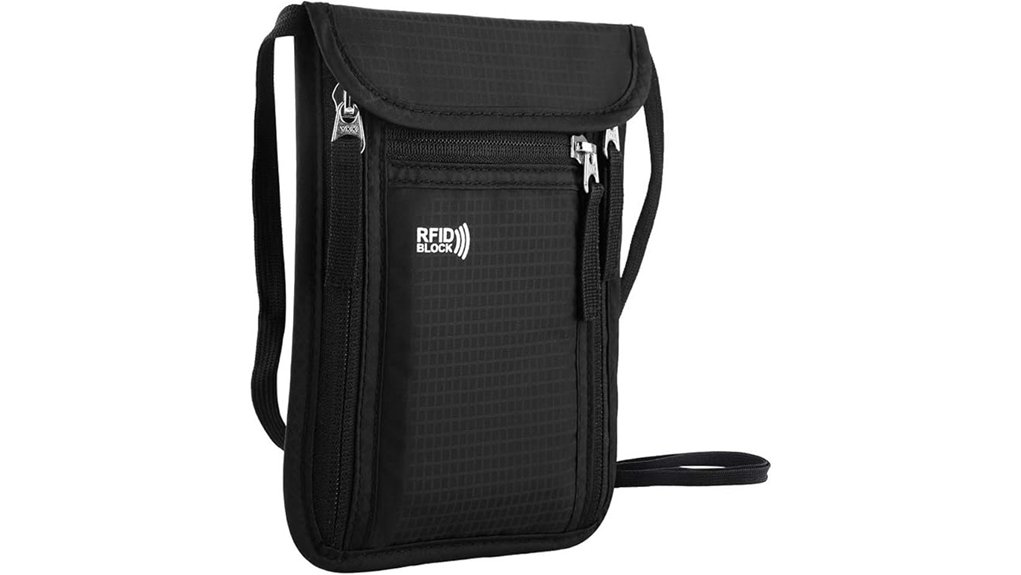 travel rfid blocking neck wallet