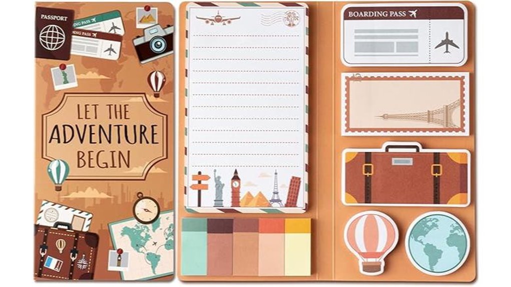 travel themed sticky notes pack