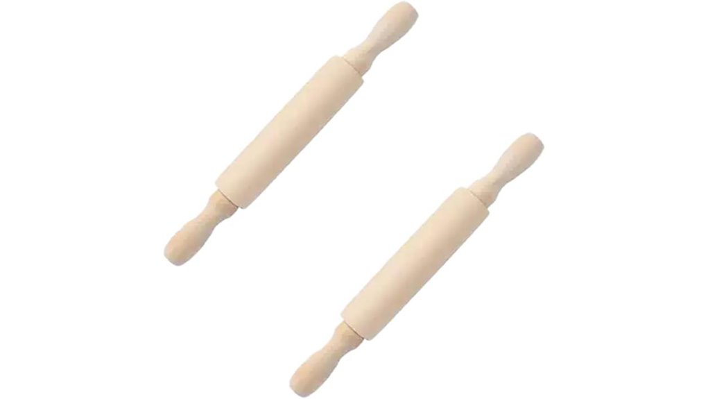 two 6 inch wooden rolling pins