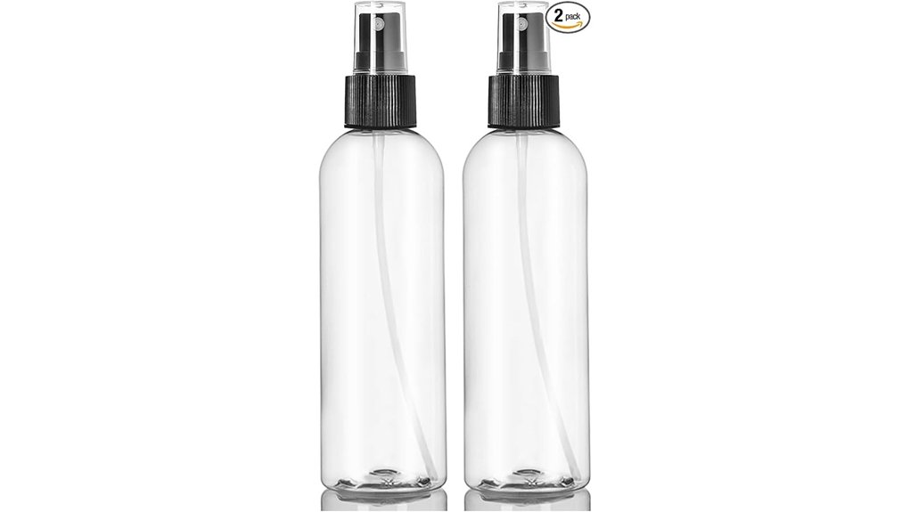 two 8oz clear bottles