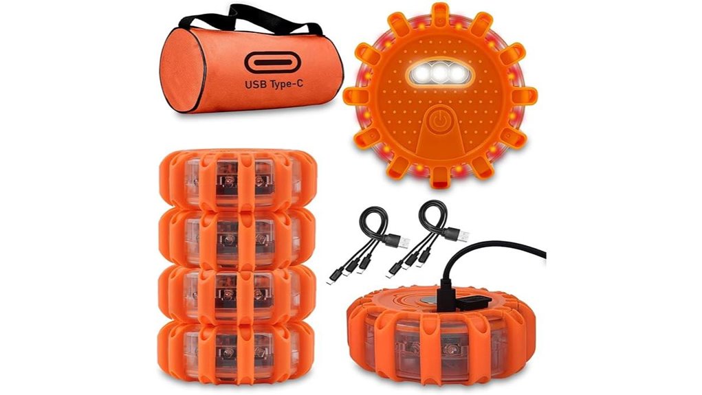 usb c rechargeable led road flares