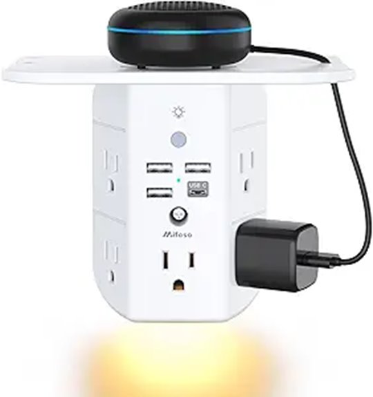 wall mounted surge protector shelf