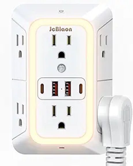 wall outlet surge protector nightlight