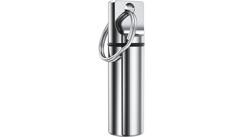 waterproof aluminum portable pillbox keychain