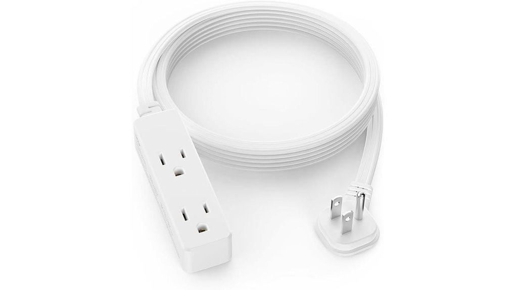 white 6ft flat three outlet extension