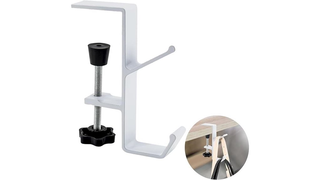 white desk mount backpack hanger