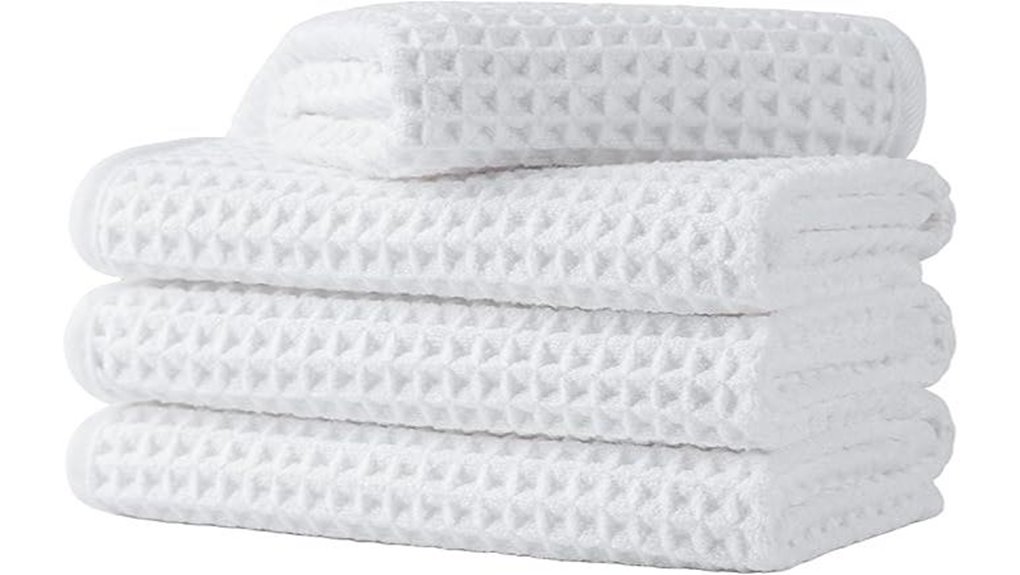 white microfiber waffle face towels