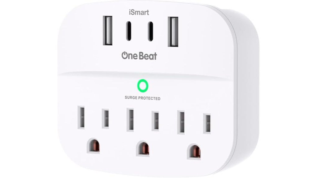 white usb surge protector outlet