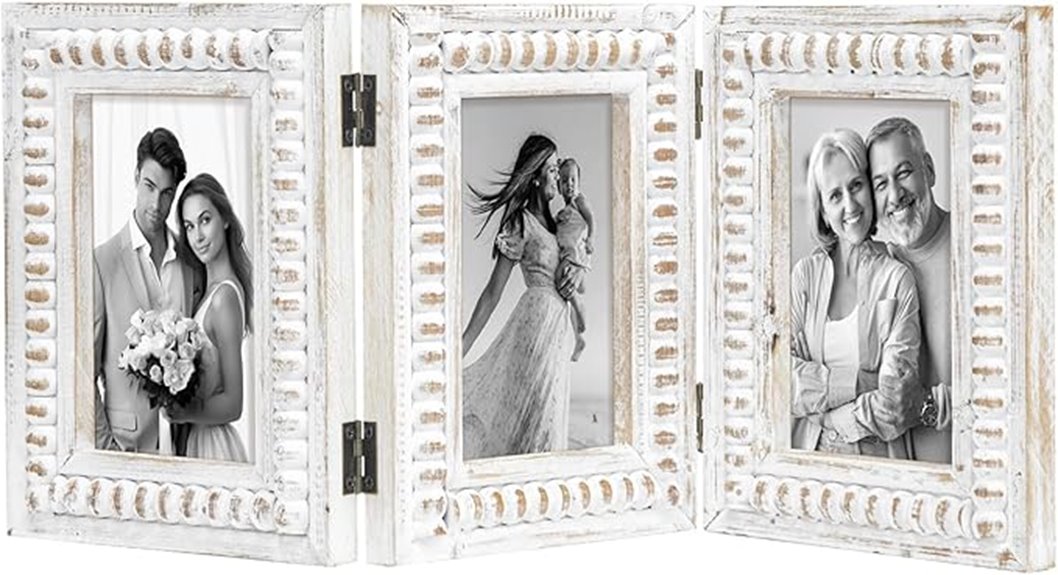 whitewashed triple 4x6 frame