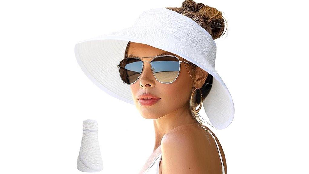 wide brim roll up ponytail hat