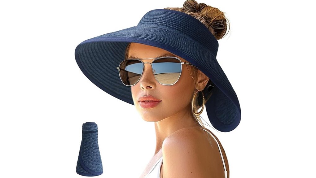 wide brim roll up ponytail hat