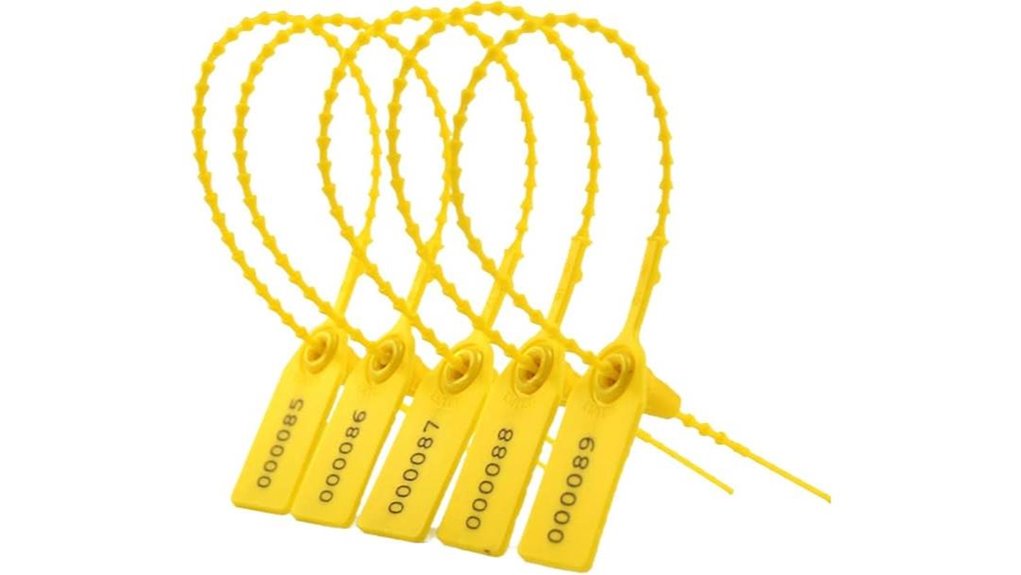 yellow numbered tamper evident ties