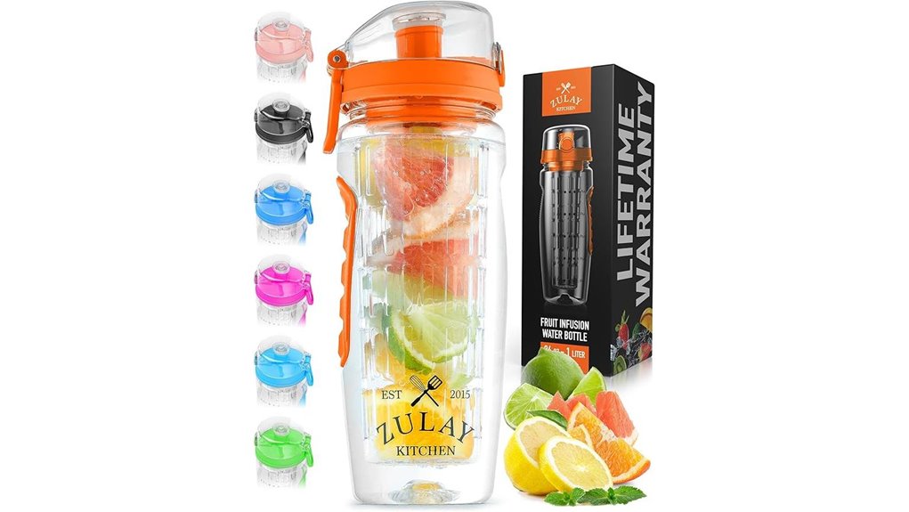 zulay 34oz fruit infuser bottle